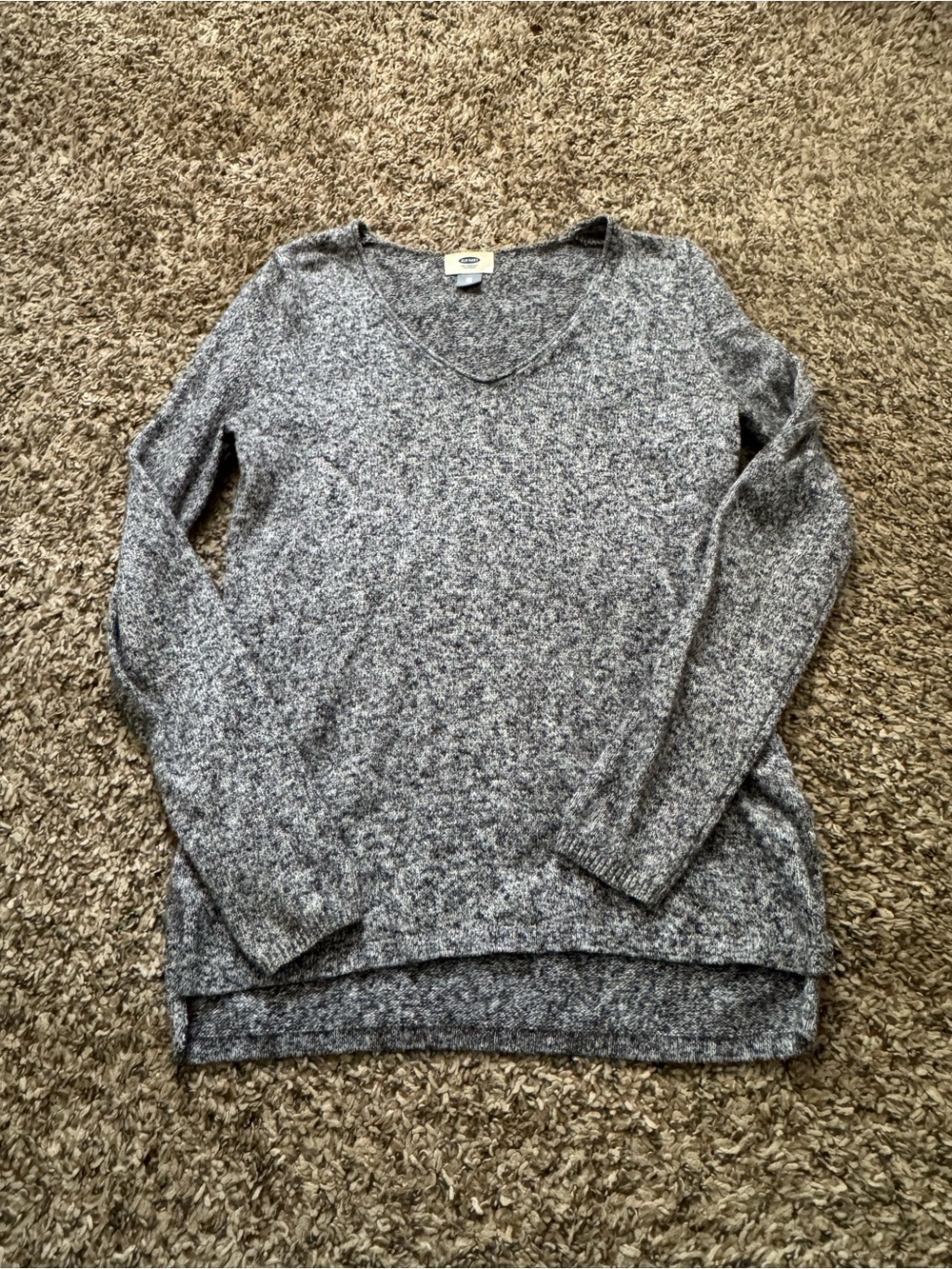 Old Navy Heathered Gray V-Neck Sweater